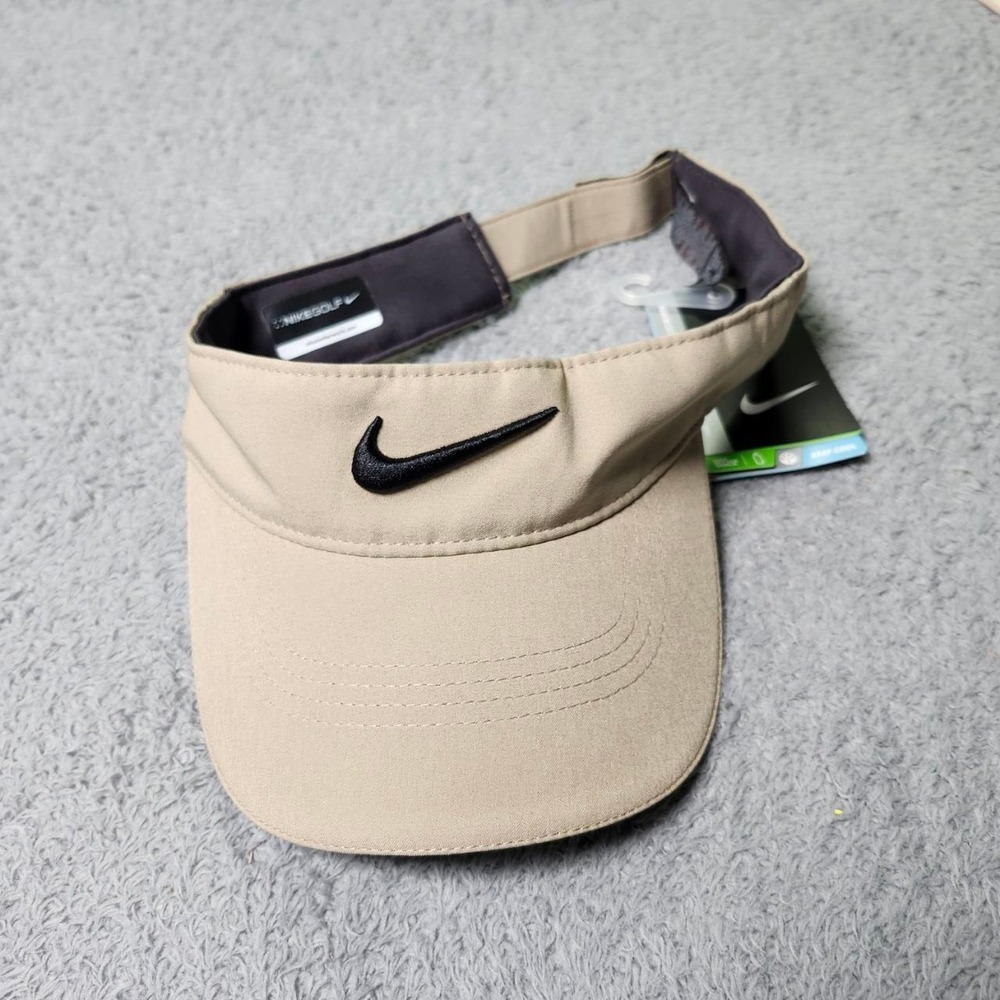 Nike OSFM Golf Visor Khaki Tan Embroidered Swoosh 727033-235